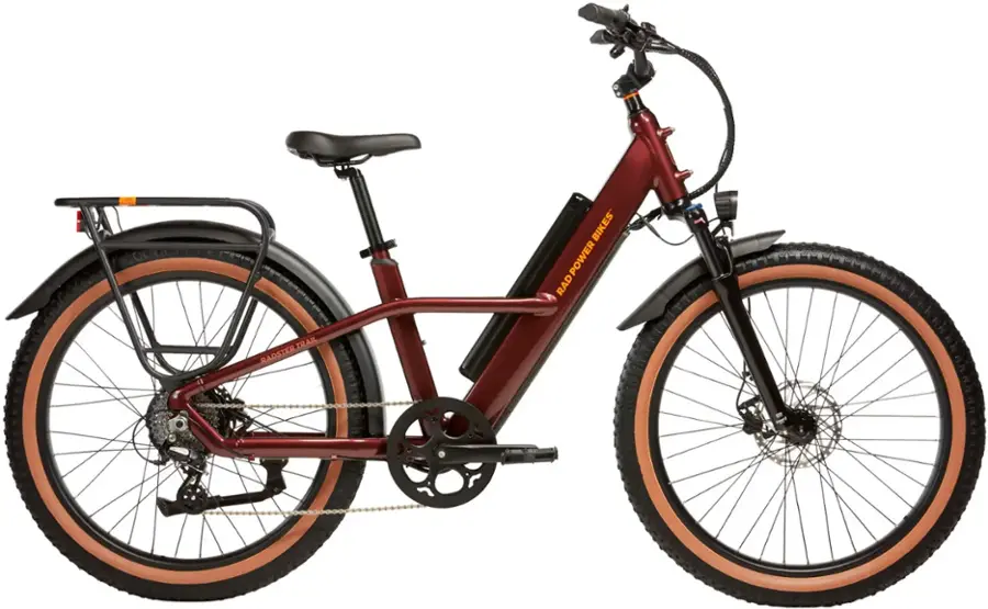 Rad Power Bikes – Radster Trail – Ebike w/ 65 miles max operating range & 28 mph max speed – Large – Copper Red