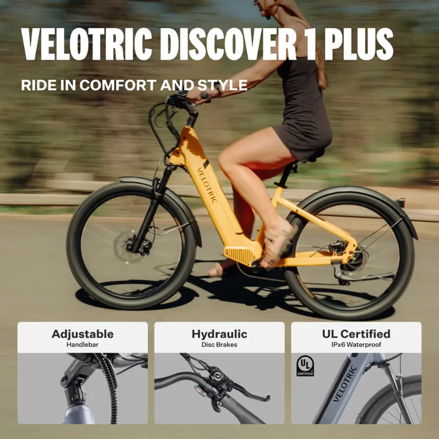 Velotric - Discover 1 Plus Step-Through Commuter Ebike with 65 miles Max Range and 28 MPH Max Speed UL Certified - Mango - Image 3