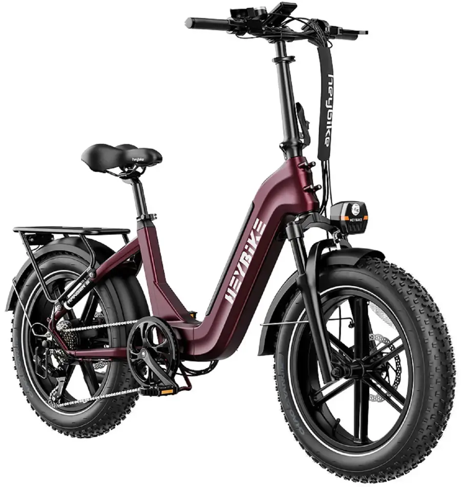 Heybike - RangerS Foldable Fat Tire Commuter Step Thru Ebike with 55mi Max Range 28mph Max Speed- Any Terrain- UL Certified - Red - Image 2