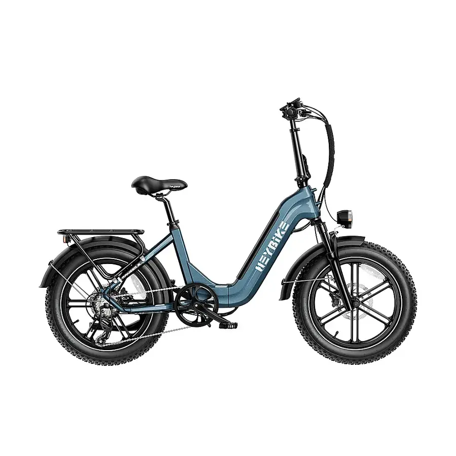 Heybike – RangerS Foldable Fat Tire Commuter Step Thru Ebike with 55mi Max Range 28mph Max Speed- Any Terrain- UL Certified – Blue