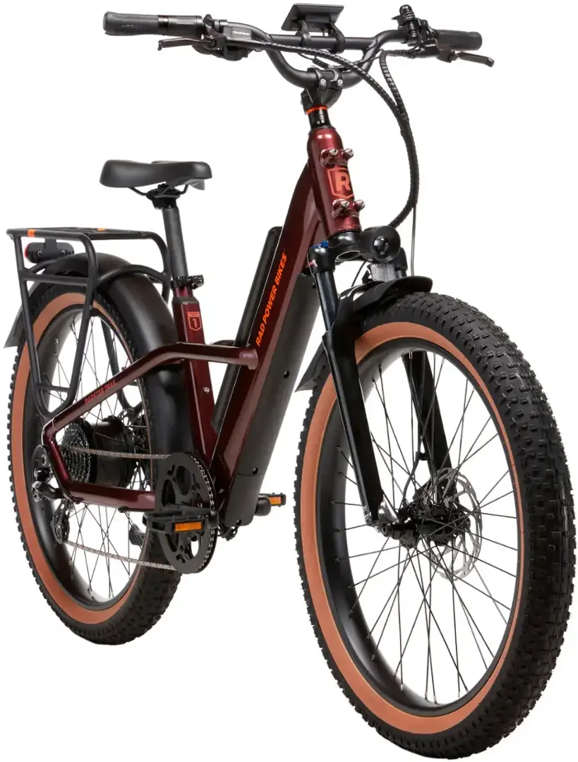 Rad Power Bikes – Radster Trail – Ebike w/ 65 miles max operating range & 28 mph max speed – Large – Copper Red