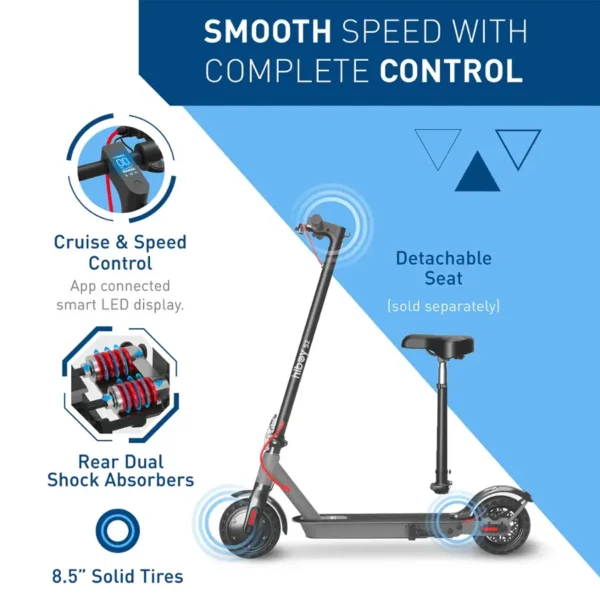 HiBoy - S2 Foldable Electric Scooter w/ 17 mi Max Operating Range & 19 mph Max Speed - Grey - Image 10