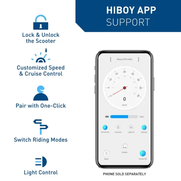 HiBoy - S2 Foldable Electric Scooter w/ 17 mi Max Operating Range & 19 mph Max Speed - Grey - Image 9