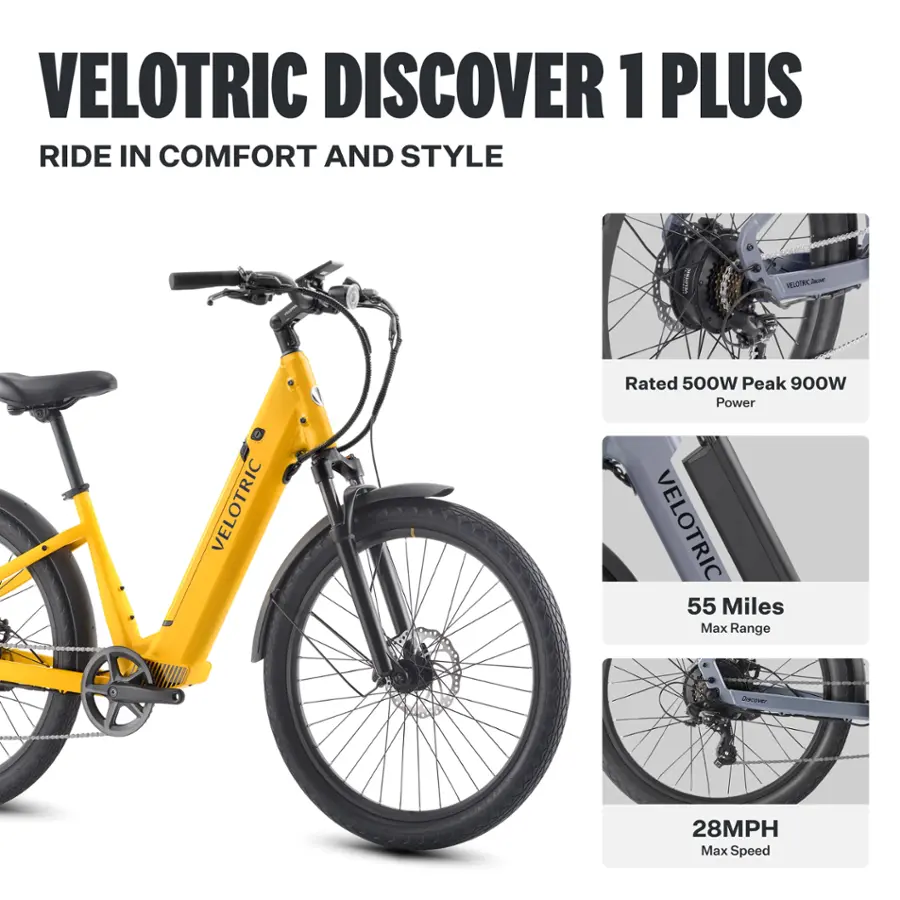 Velotric - Discover 1 Plus Step-Through Commuter Ebike with 65 miles Max Range and 28 MPH Max Speed UL Certified - Mango - Image 4